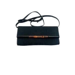Gucci Black GG Monogram Canvas Bamboo Bar 3-Way Bag Small